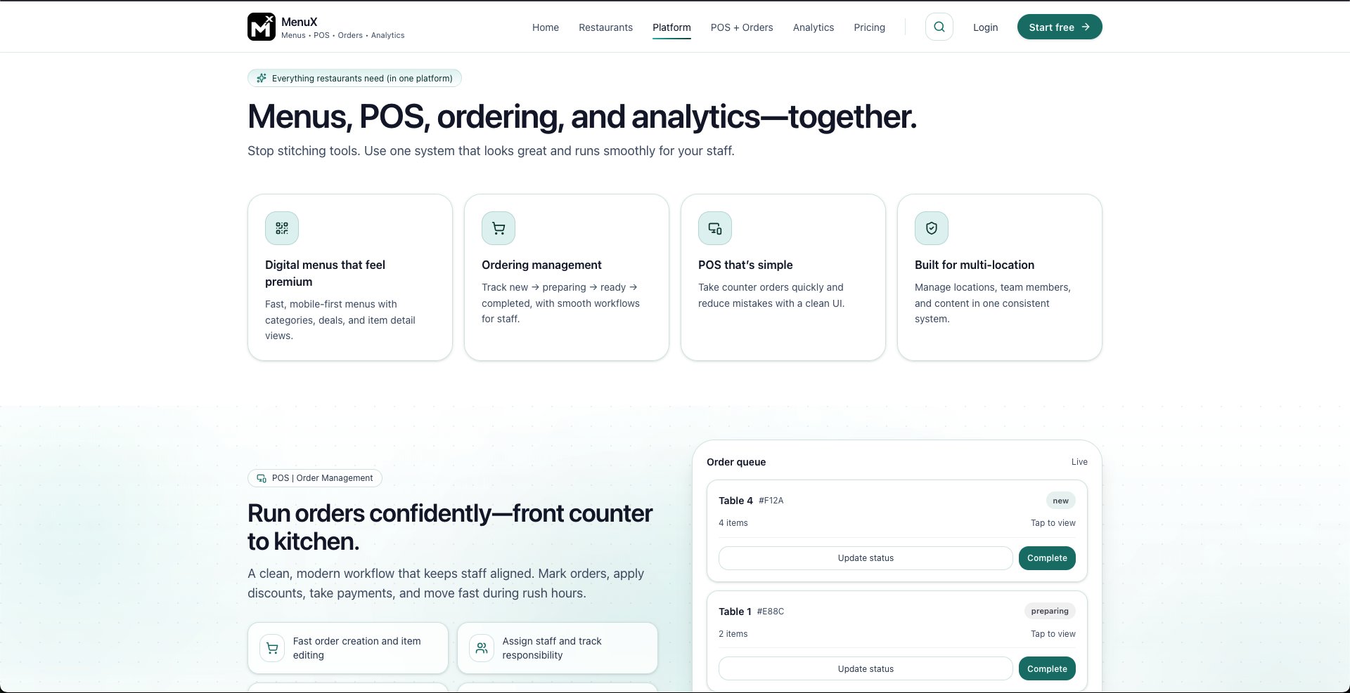 MenuX — Menus, POS, orders & analytics screenshot 3