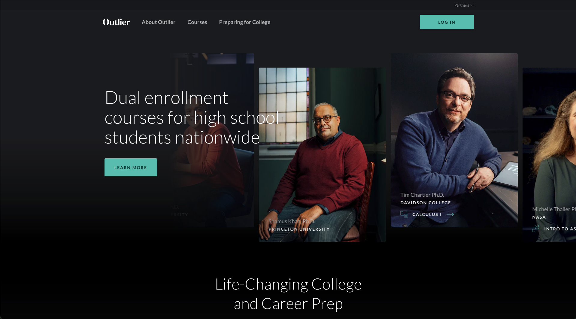 Outlier marketing landing site screenshot 1