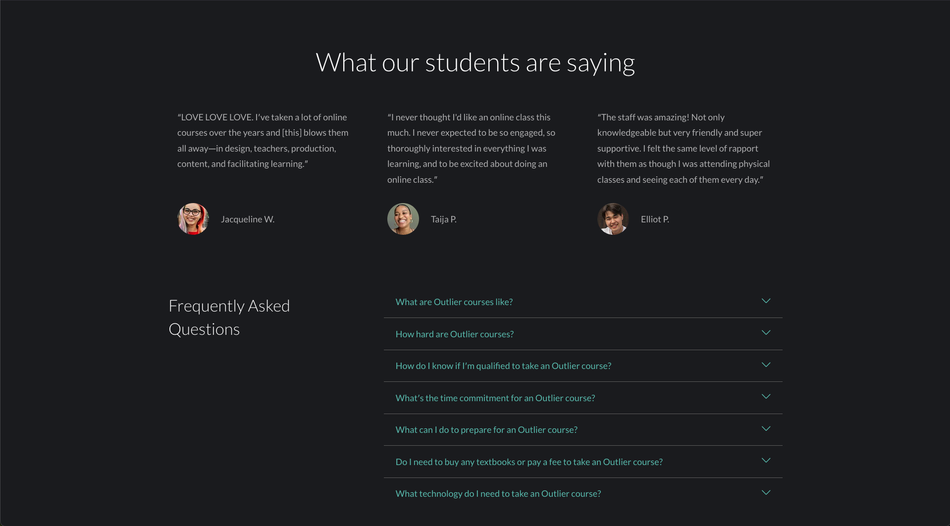 Outlier marketing landing site screenshot 3