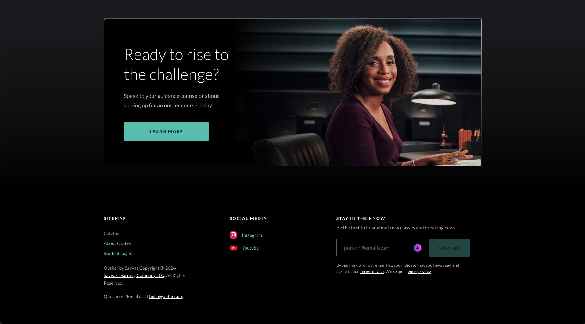Outlier marketing landing site screenshot 4